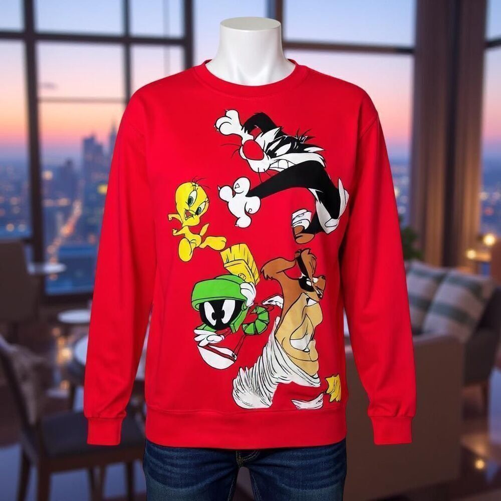 Juniors Looney Toons Taz Marvin Bugs Tweety Sylvester & Bugs Sweatshirt Size Sma